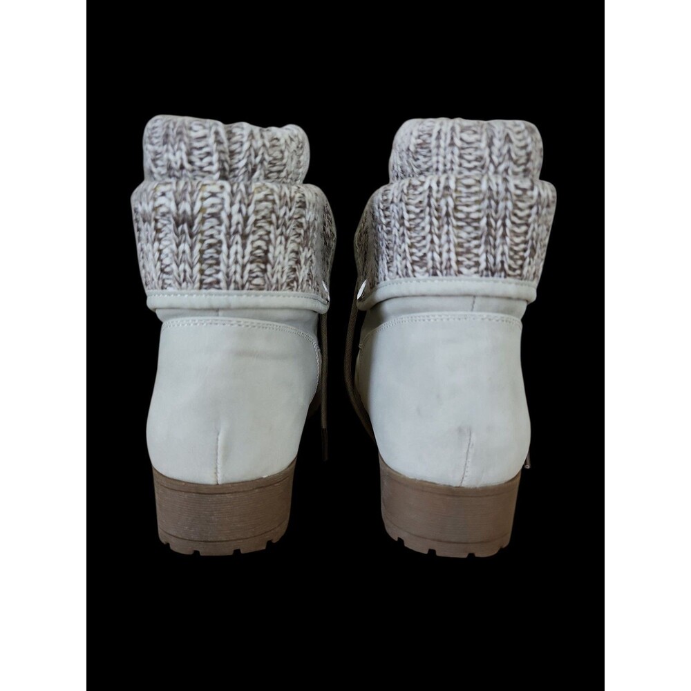 Jessica Cline Women’s Size 8.5M Lace Up Ankle Boots Fold Over Knit Collar - Picture 4 of 11